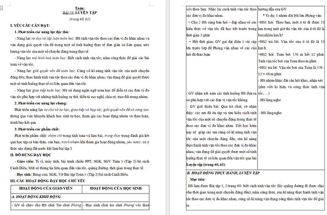 Giáo án Toán 5 Luyện tập
