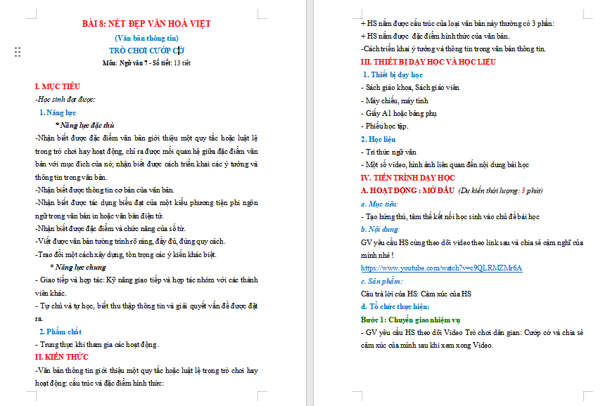 PowerPoint Ngữ văn 7 Bài 8 Trò chơi cướp cờ