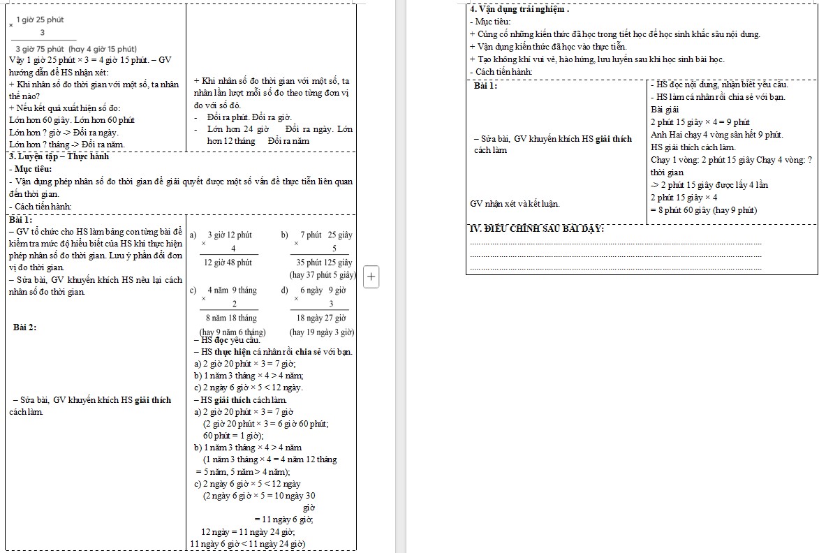 Giáo án Toán 5 CTST Bài Nhân số đo thời gian