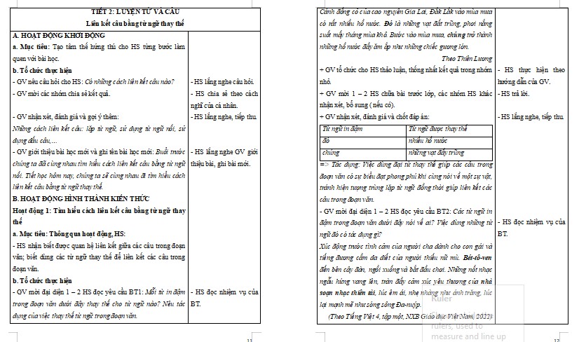 Liên kết câu bằng từ ngữ thay thế
