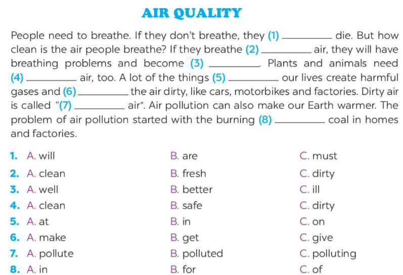 Giải SBT tiếng Anh lớp 6 Unit 11 Our Greener World