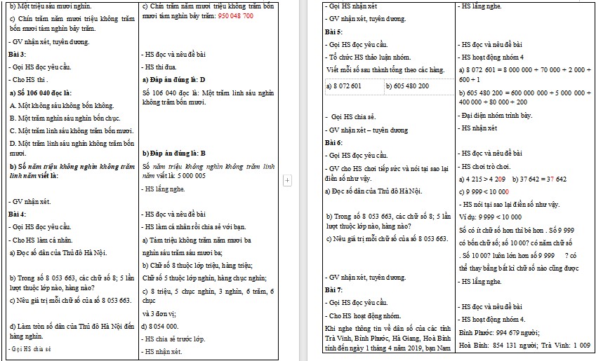 Giáo án Toán 5 CTST Bài Ôn tập số tự nhiên