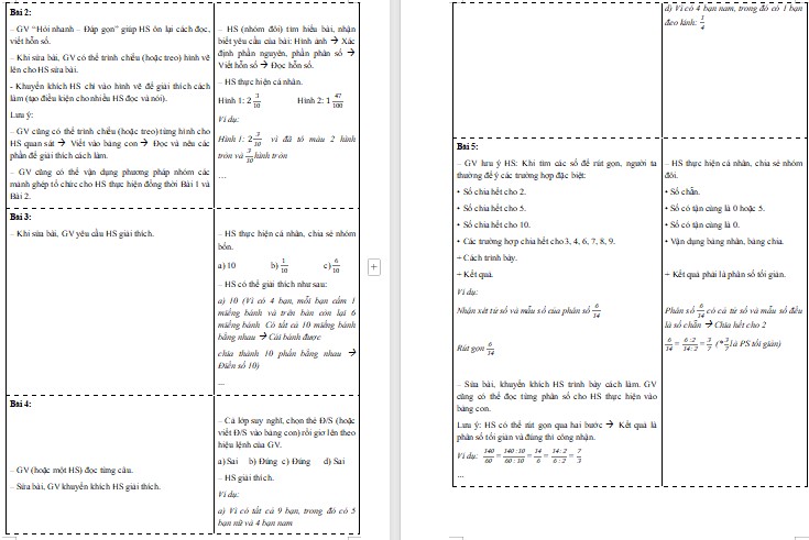 Giáo án Toán 5 CTST Bài Ôn tập phân số