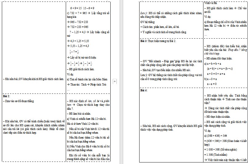 Giáo án Toán 5 CTST Bài Ôn tập phép cộng, phép trừ 