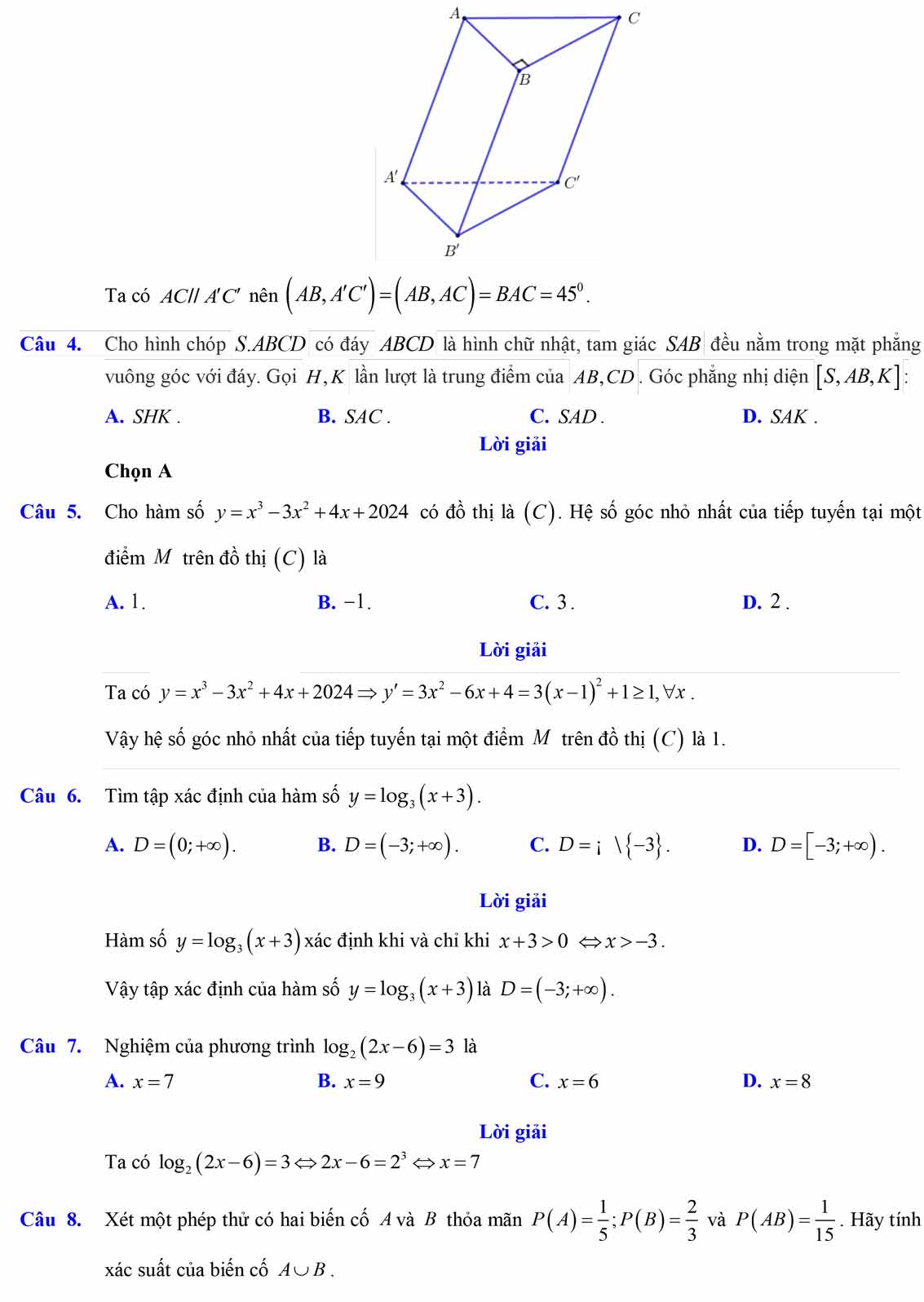 Bộ đề thi học kì 2 môn Toán 11 cấu trúc mới