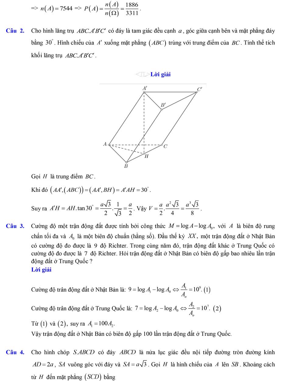Bộ đề thi học kì 2 môn Toán 11 cấu trúc mới