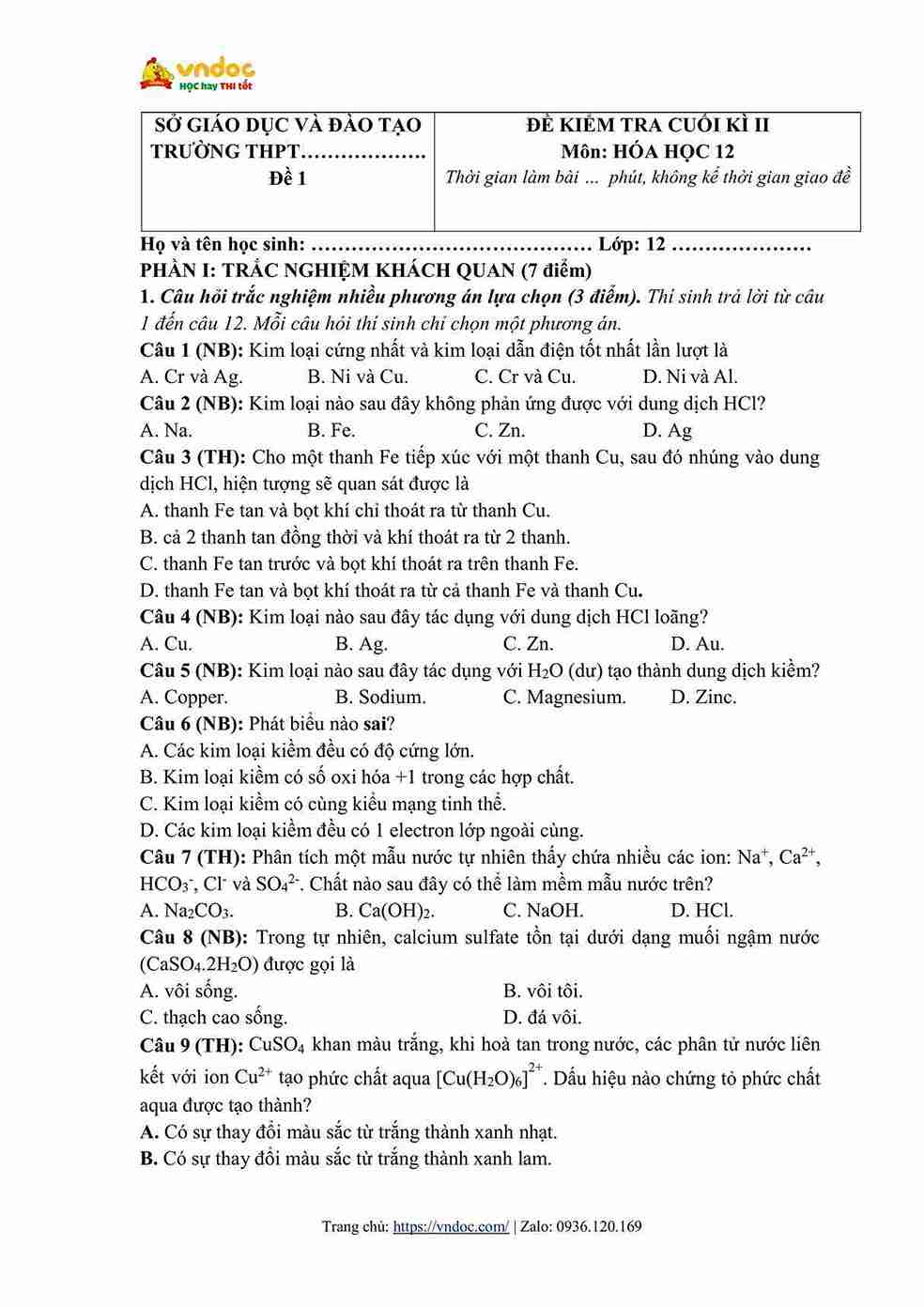 de thi cuoi ki 2 lop 12 mon hoa ket noi tri thuc hinh anh 0 1*692597