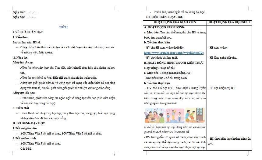 Giáo án Tiếng Việt 5 Ôn tập giữa học kì II (Tiết 5)