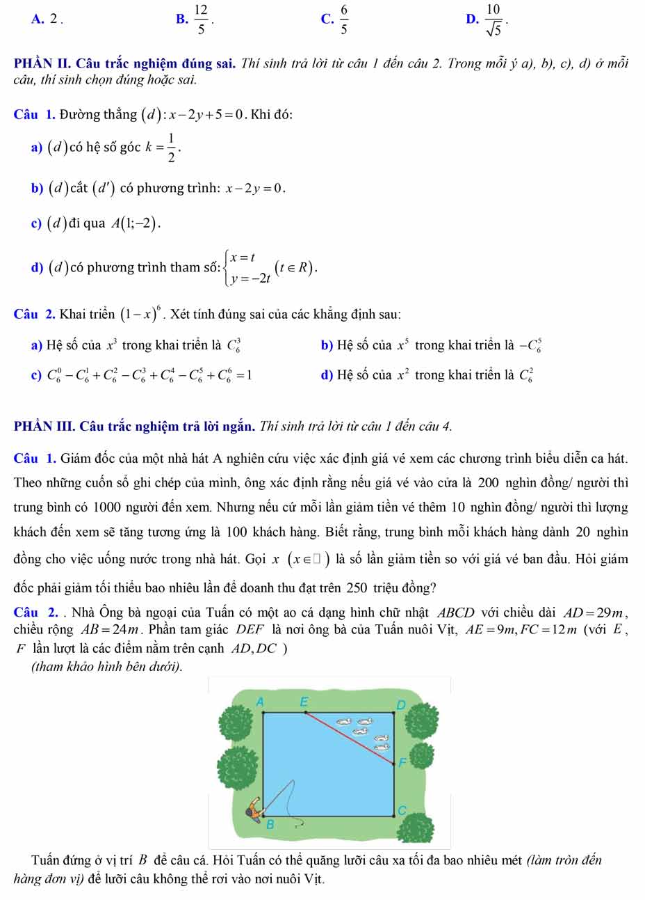 Bộ đề thi học kì 2 Toán 10 Chân trời sáng tạo - Số 2
