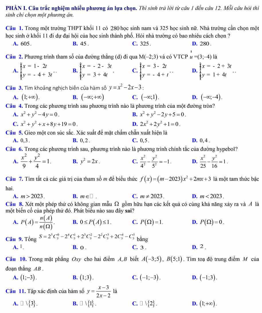 Bộ đề thi cuối học kì 2 Toán 10 Kết nối tri thức - Số 2