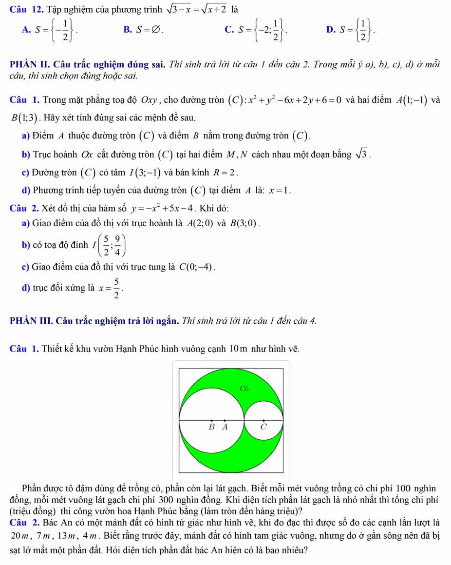 Bộ đề thi cuối học kì 2 Toán 10 Kết nối tri thức - Số 2