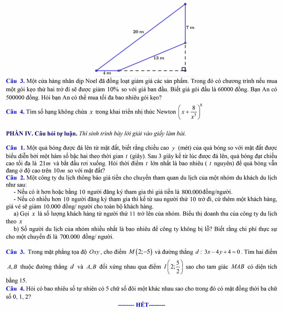 Bộ đề thi cuối học kì 2 Toán 10 Kết nối tri thức - Số 2