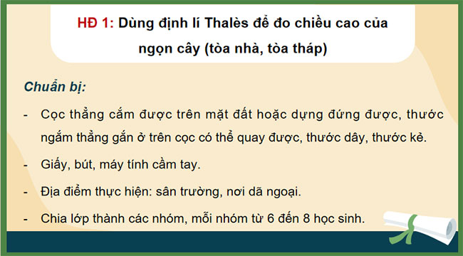 Ứng dụng định lí Thalès