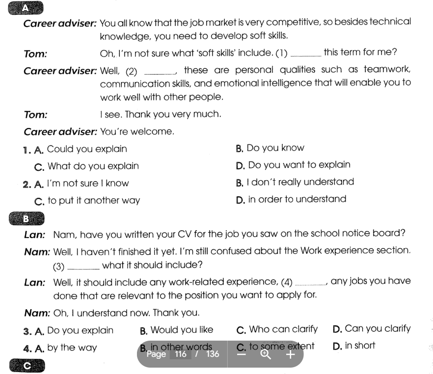 Sách bài tập Tiếng Anh 12 Global Success Unit 9 Speaking