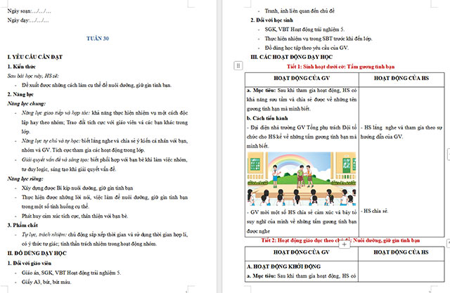 Giáo án Hoạt động trải nghiệm 5 Tuần 30