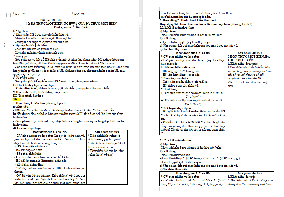 Giáo án PowerPoint Toán 7 Bài 2 Chương 6