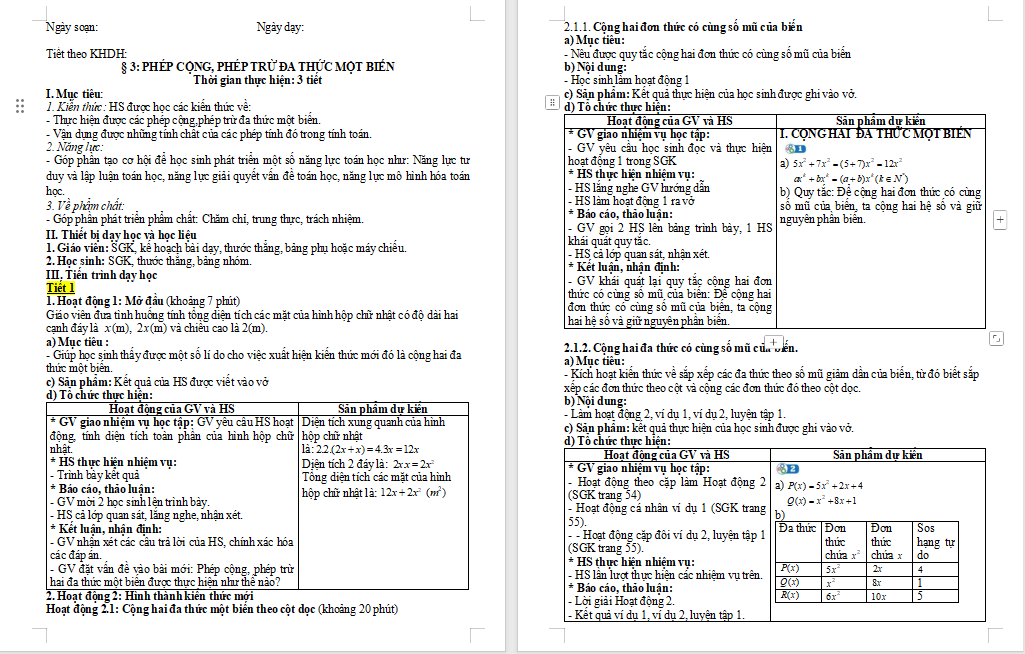 Giáo án PowerPoint Toán 7 Bài 3