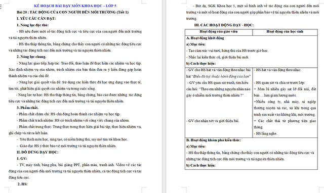 Khoa học 5 Tác động của con người đến môi trường