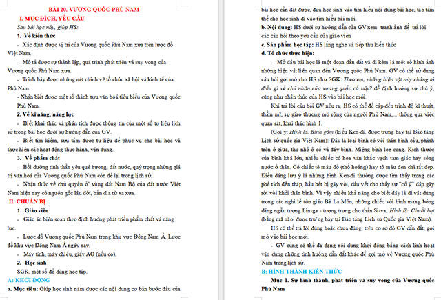 Giáo án Lịch sử 6 Vương quốc Phù Nam