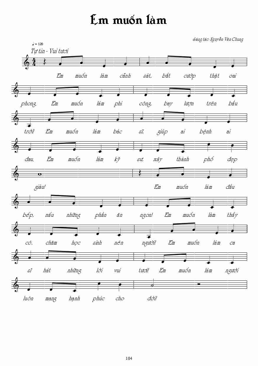Sheet nhạc Em muốn làm