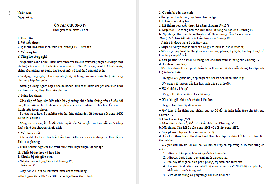  PowerPoint Công nghệ 7 Ôn tập chương 4 