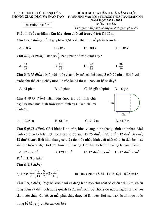 Đề thi vào lớp 6 môn Tiếng Việt