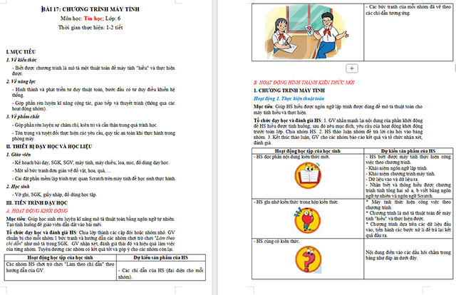 Giáo án Tin học 6 Chương trình máy tính