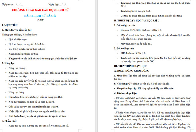 Giáo án Lịch sử 6 Lịch sử là gì?
