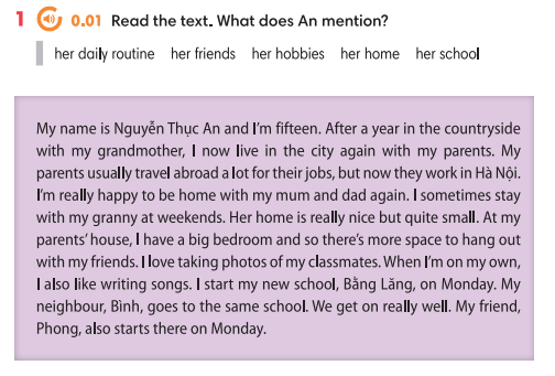 Tiếng Anh 9 English Discovery Unit 0 0.1 Hi, I’m An! minh họa 1