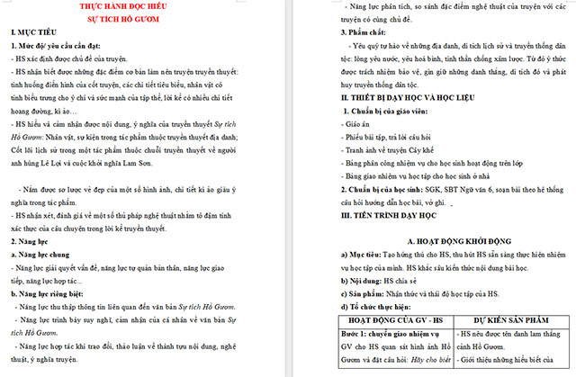 Giáo án Văn 6 Bài 1: Sự tích Hồ Gươm
