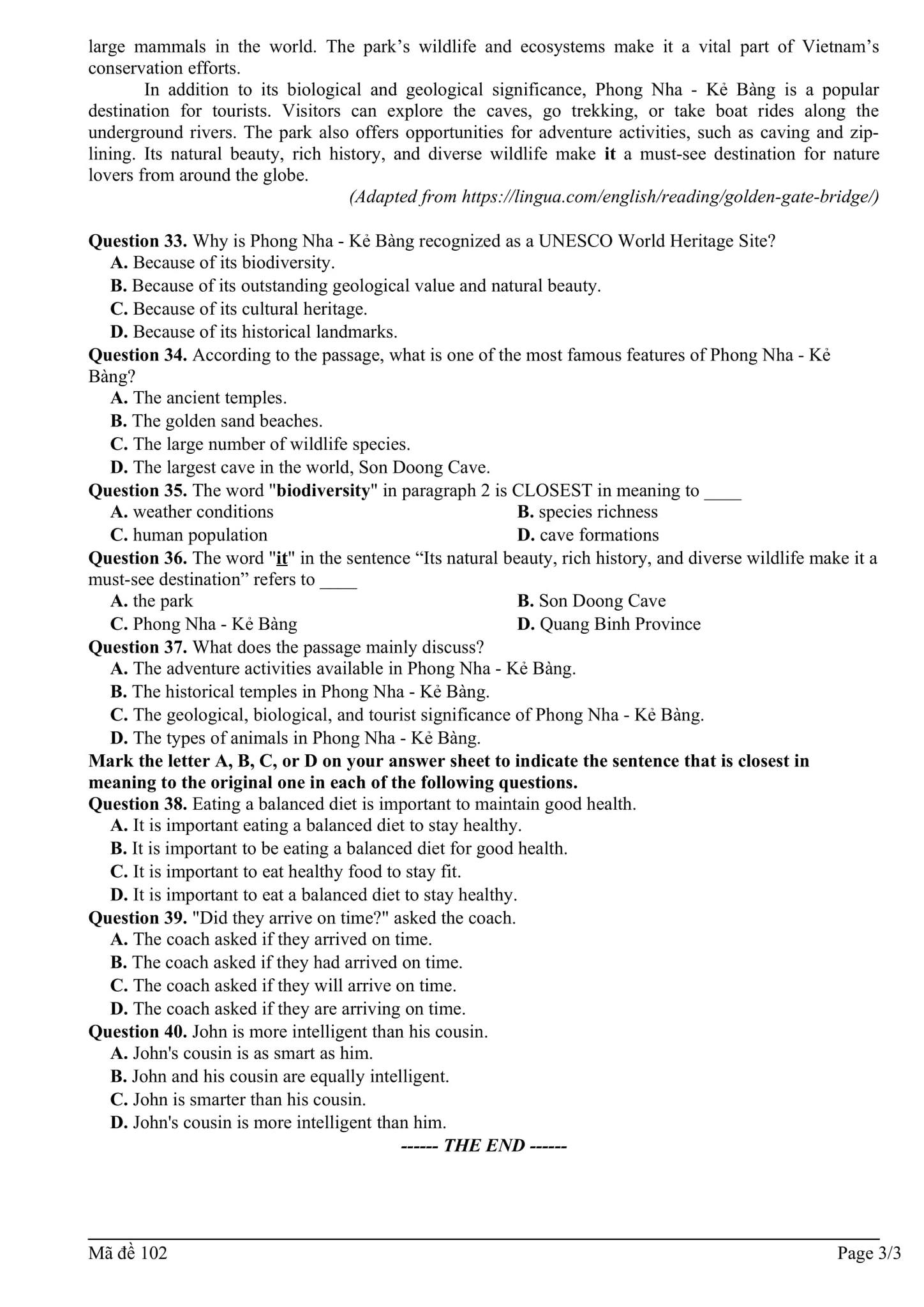 Đề thi thử Tiếng Anh vào lớp 10 trường THPT Lương Ngọc Quyến, Thái Nguyên số 2 minh họa 3