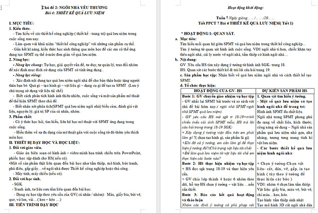 Giáo án Mĩ thuật 6 Thiết kế quà lưu niệm