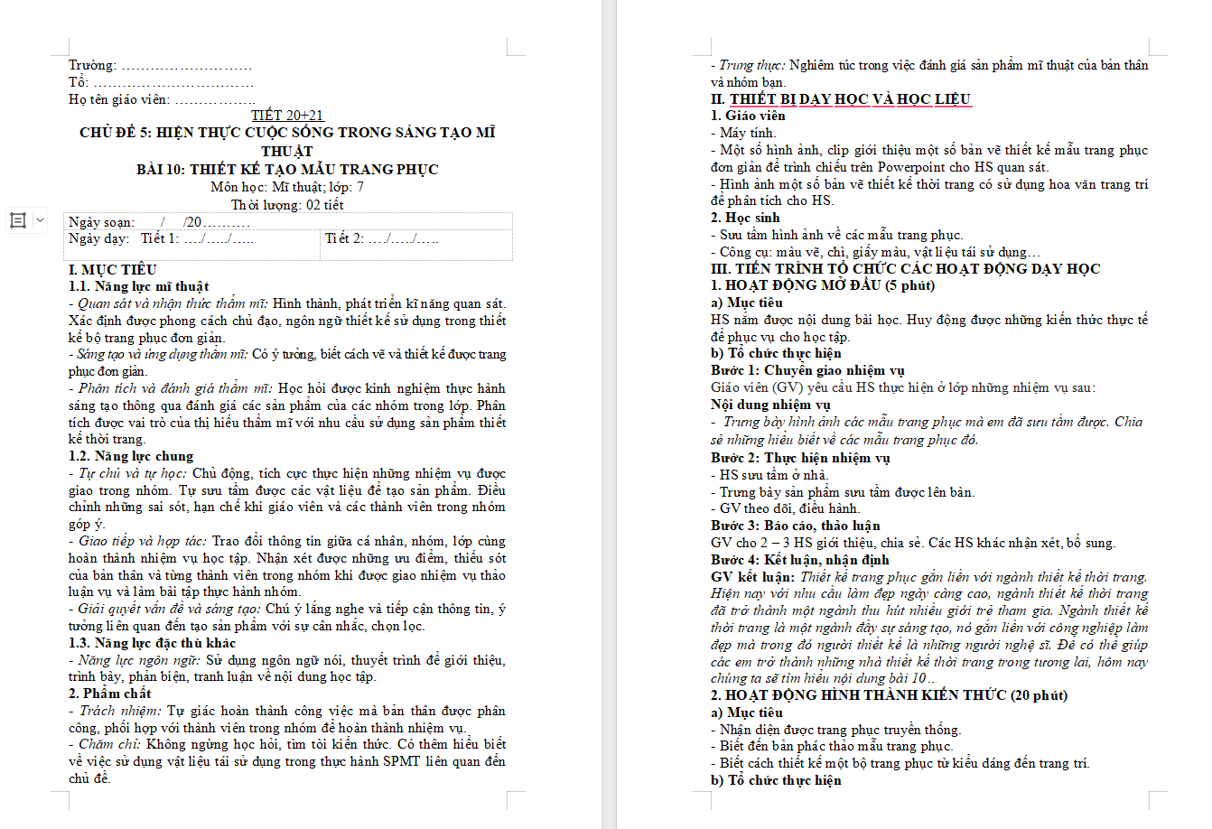 Thiết kế tạo mẫu trang phục