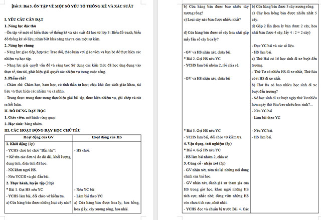 Giáo án Toán 4 Ôn tập về một số yếu tố thống kê và xác suất