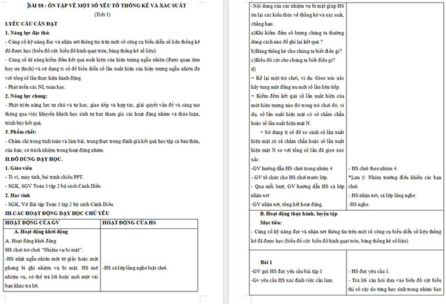 Giáo án Toán 5 Ôn tập về một số yếu tố thống kê và xác suất