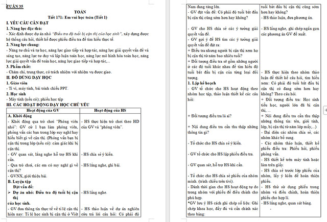 Giáo án Toán 5 Em vui học Toán