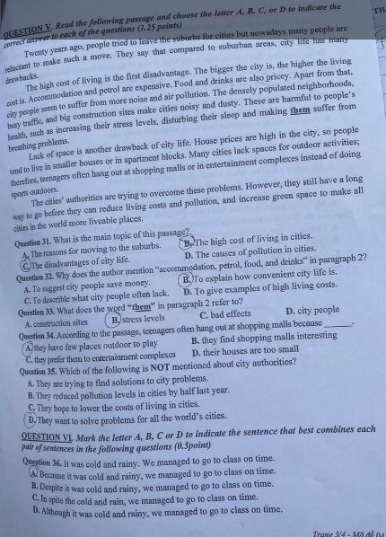 Đề thi tuyển sinh vào lớp 10 môn tiếng Anh Lai Châu Chính thức 2025 minh họa 1