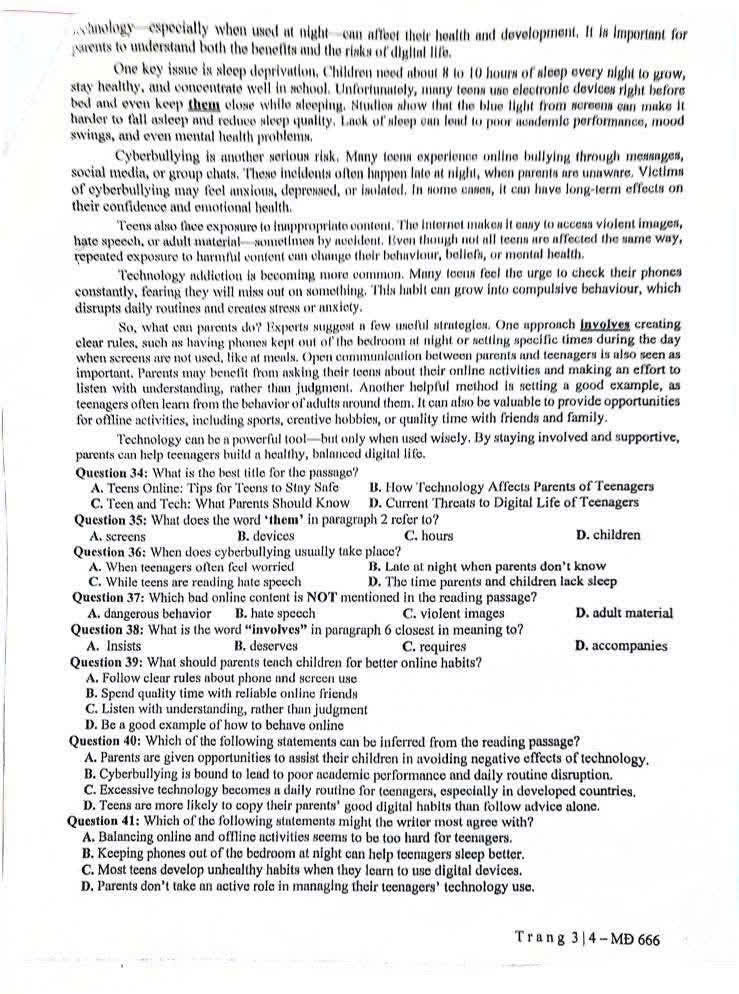 Đề thi vào lớp 10 Tiếng Anh chuyên trường KHXH & NV minh họa 3