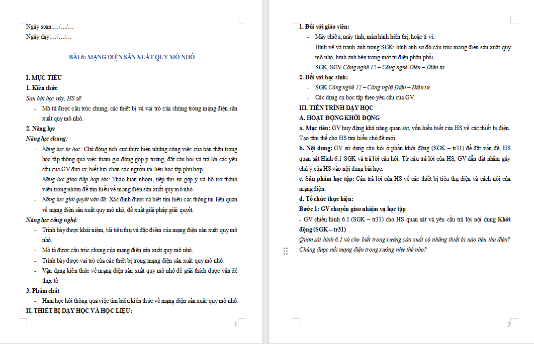 Mạng điện sản xuất quy mô nhỏ