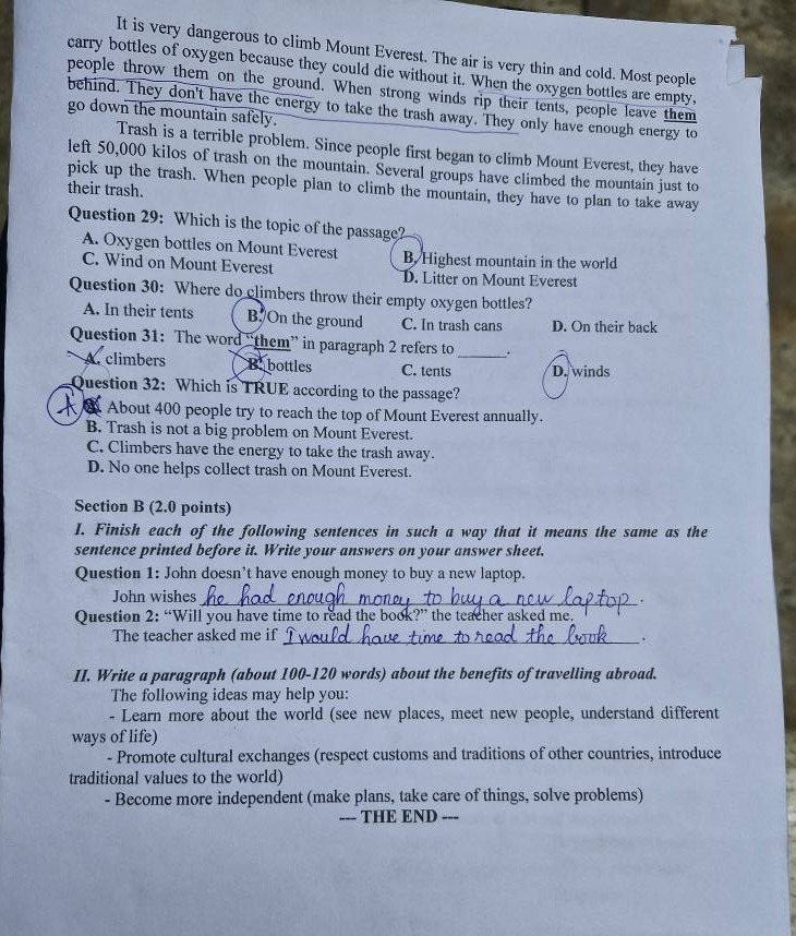 Đề thi tuyển sinh vào lớp 10 môn tiếng Anh Đồng Tháp minh họa 3