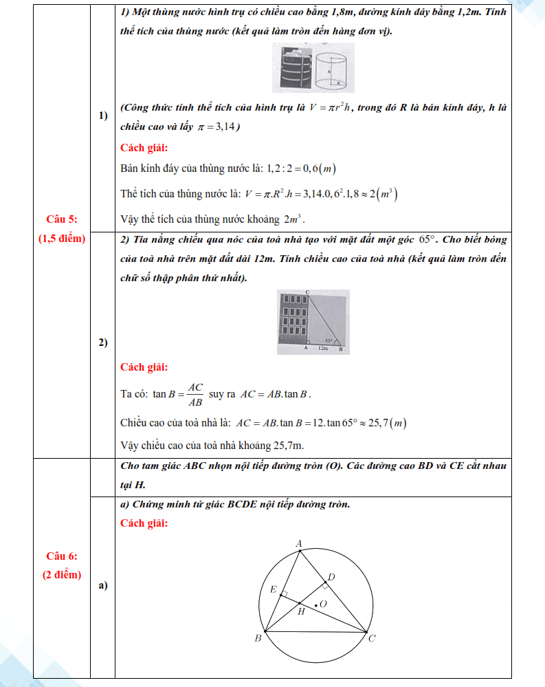 Đáp án đề thi vào lớp 10 môn Toán Bình Phước 2025