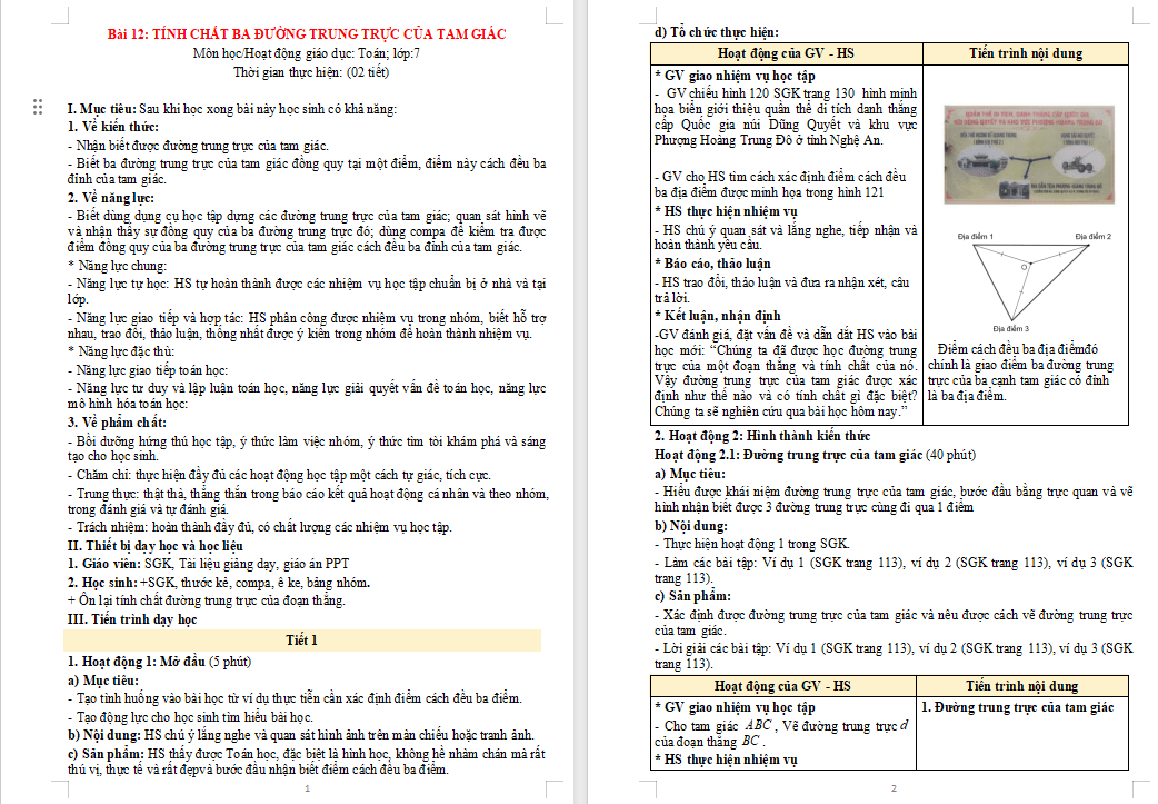 Tính chất ba đường trung trực của tam giác