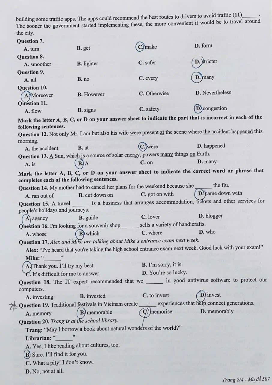 Đề thi tuyển sinh vào lớp 10 môn tiếng Anh Hải Phòng minh họa 2