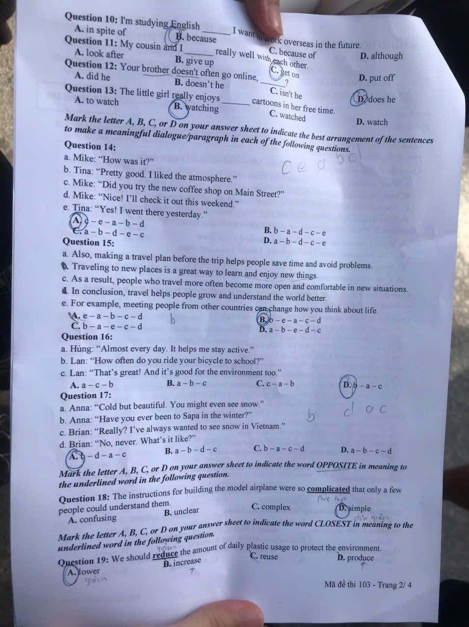 Đề thi tuyển sinh vào lớp 10 môn tiếng Anh Nghệ An Chính thức 2025 minh họa 1