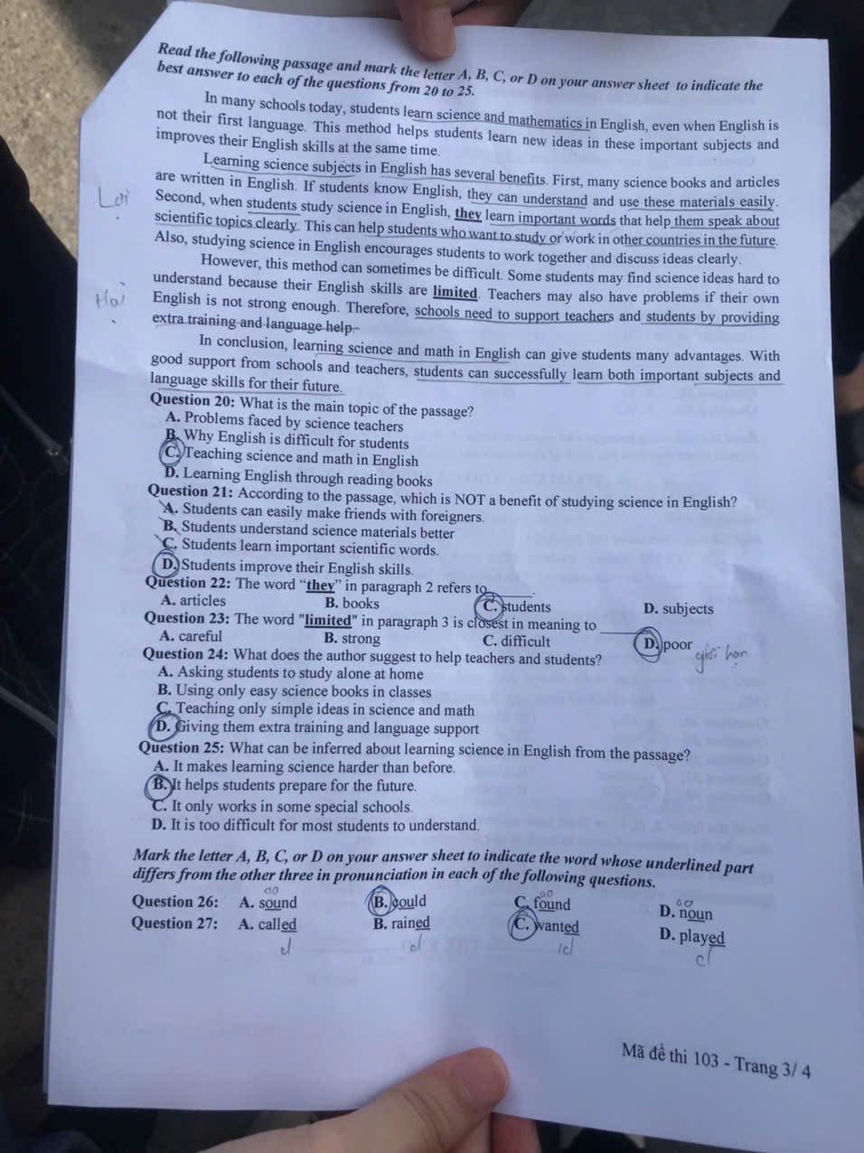 Đề thi tuyển sinh vào lớp 10 môn tiếng Anh Nghệ An Chính thức 2025 minh họa 3