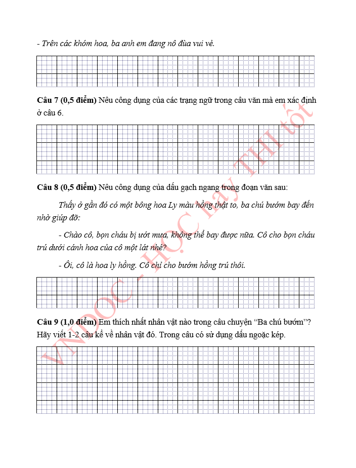 Bài tập ôn hè lớp 4 lên 5 môn Tiếng Việt