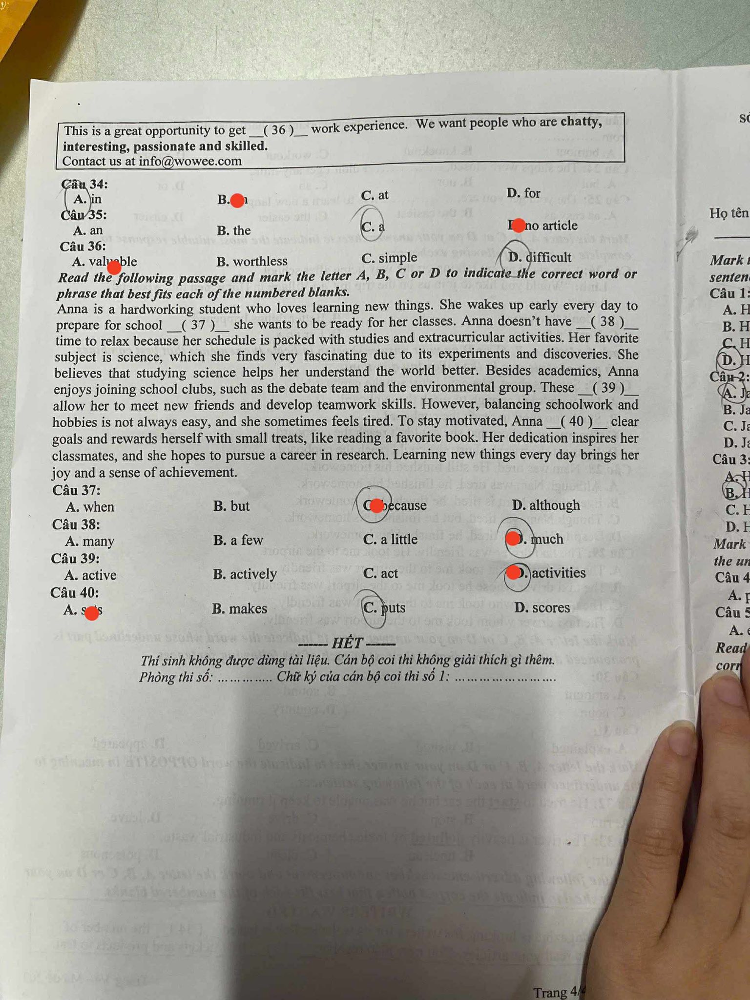 Đề thi tuyển sinh vào lớp 10 môn tiếng Anh Hưng Yên Chính thức 2025 minh họa 4