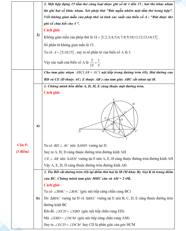 Đáp án đề thi vào lớp 10 môn Toán Bình Định 2025