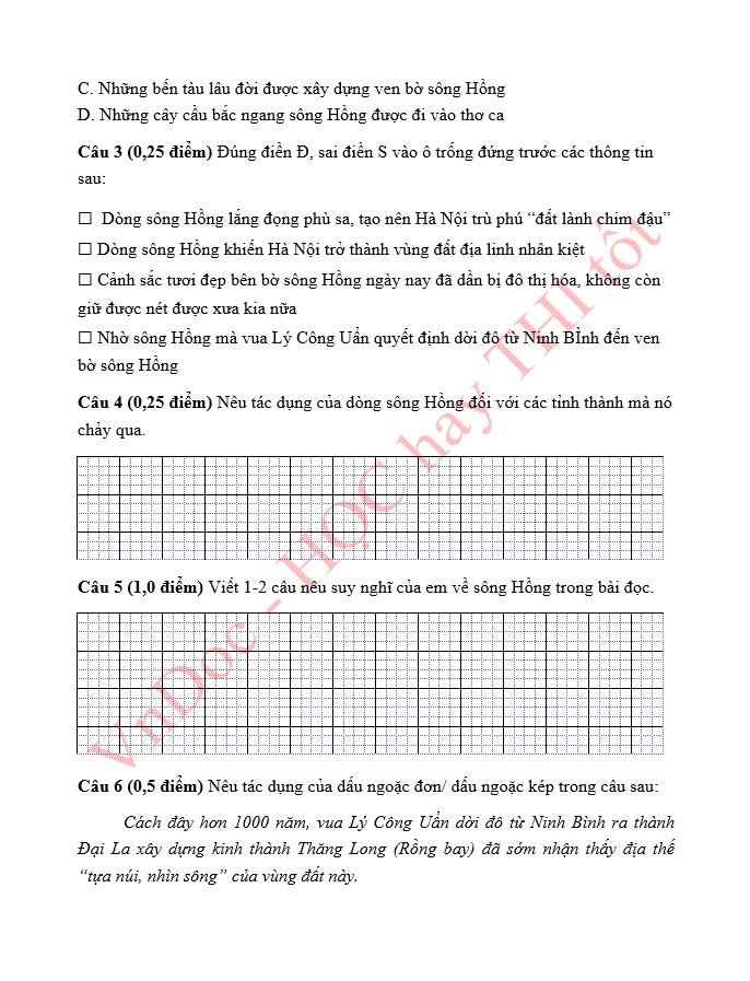 Bài tập ôn hè lớp 4 lên 5 môn Tiếng Việt