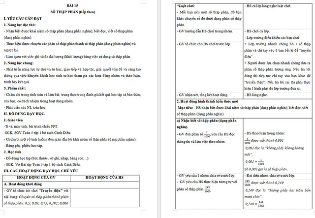 Giáo án Toán 5 Số thập phân (tiếp theo)